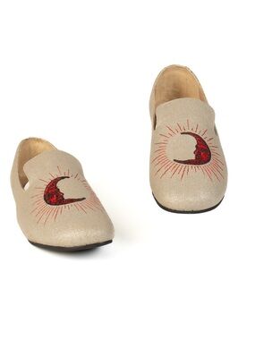Brand New: Embroidered Moon Slip-On Loafers